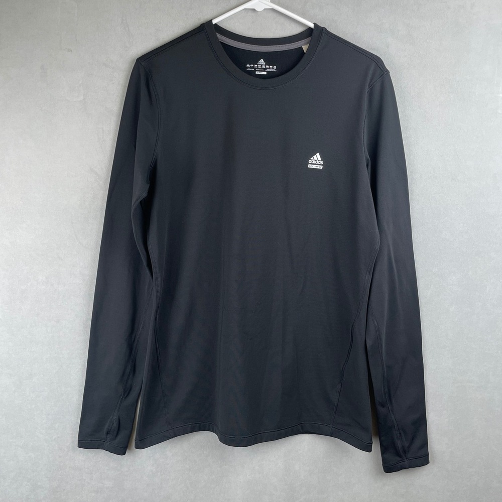 Adidas Techfit Climalite LS Compression Shirt Black Thumbholes Performance Gym L